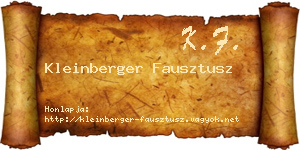Kleinberger Fausztusz névjegykártya